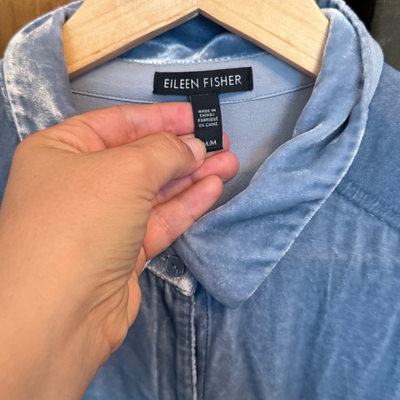 Eileen fisher velvet like Blue Shirt medium - Picture 2 of 6